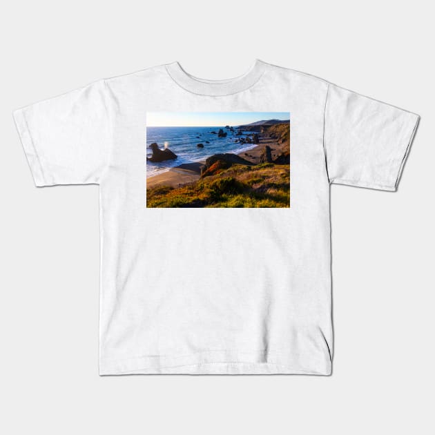 Coastal Bluffs On Sonoma Coast Kids T-Shirt by photogarry